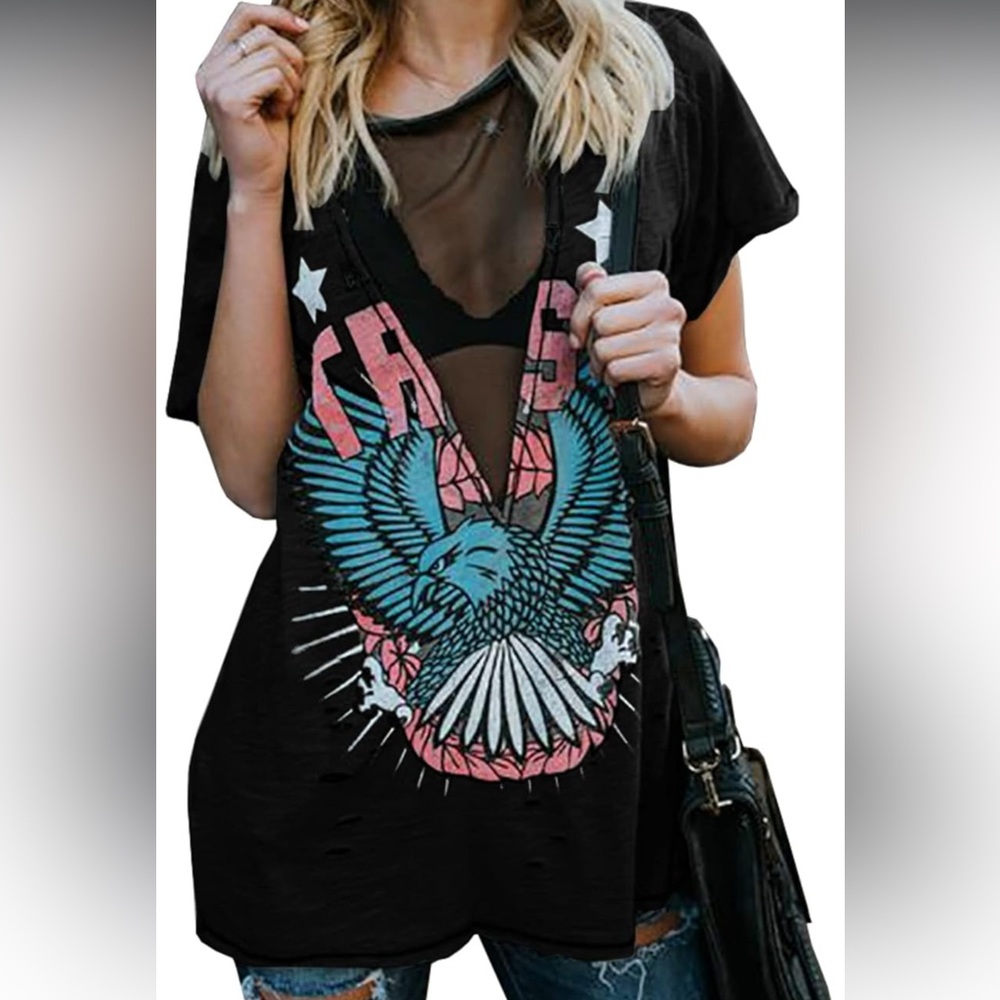 Source Unknown Black Graphic Cut Out T-Shirt